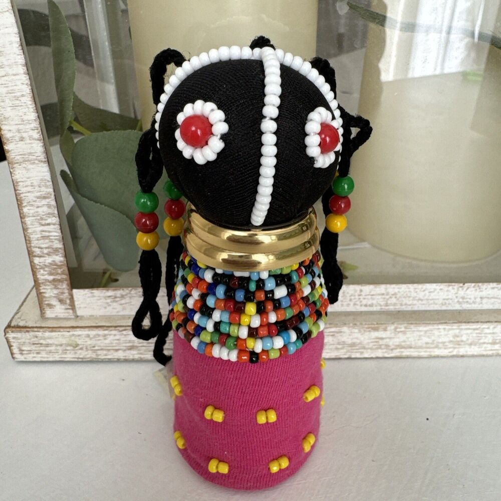 Vintage African Ndebele Tribal 4.5" Beaded Doll South Africa Folk Art Fertility